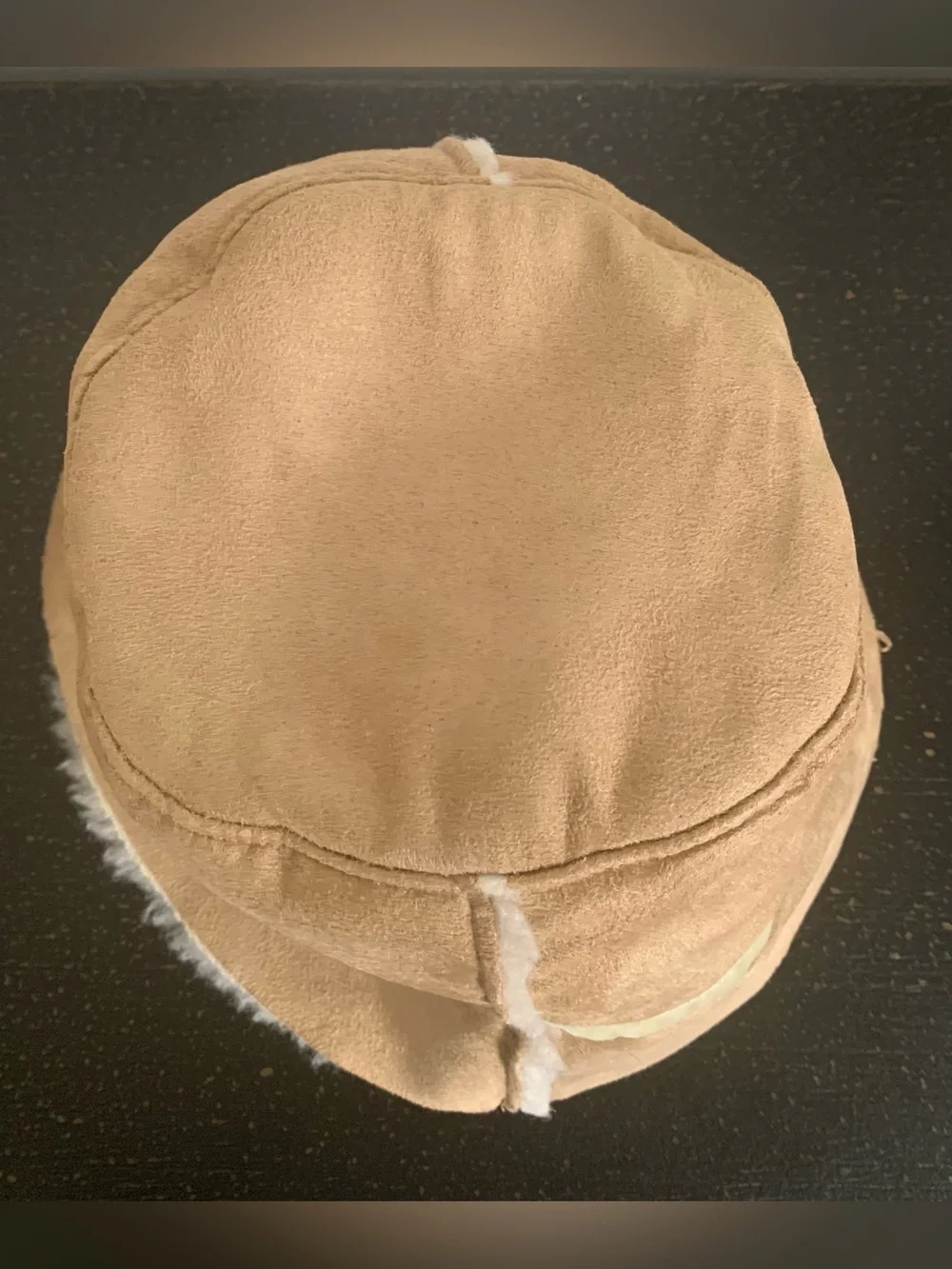 Vintage AE Tan Faux-Suede Bucket Hat with Cream Trim - Picture 4 of 9